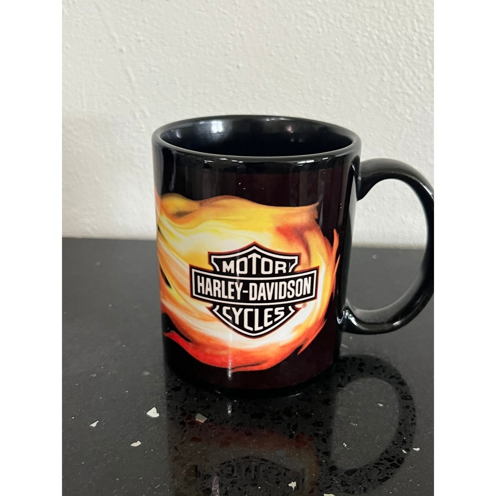 Harley-Davidson Flame Coffee Mug Black Ceramic Bar & Shield  Mug